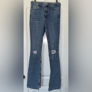 Zara Side Slit Distressed Hem Jean